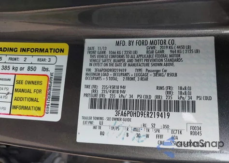2014 Ford Fusion Se from USA, damaged, VIN 3FA6P0HD9ER219419